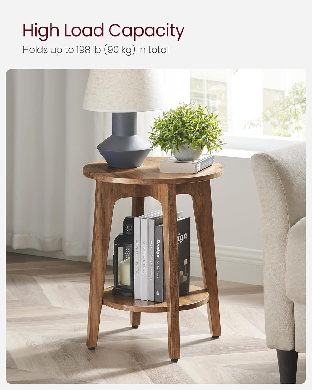 VASAGLE MAEZO Collection - Side Table, 2-Tier Small Round End Table, Nightsta...