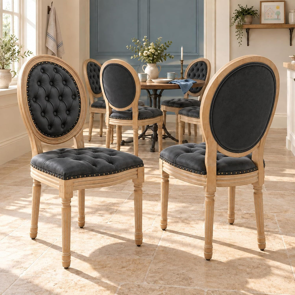 ODUSE-DAILY French Country Dining Chairs Set of 6, Black Kitchen & Dinnin...