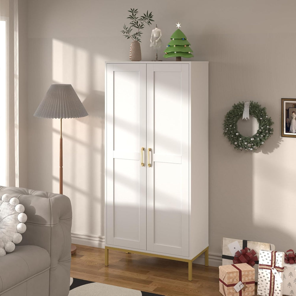 Kitchen Pantry Cabinet,Kitchen Pantry with 2 Adjustable Shelves,4 Shelf Cabin...