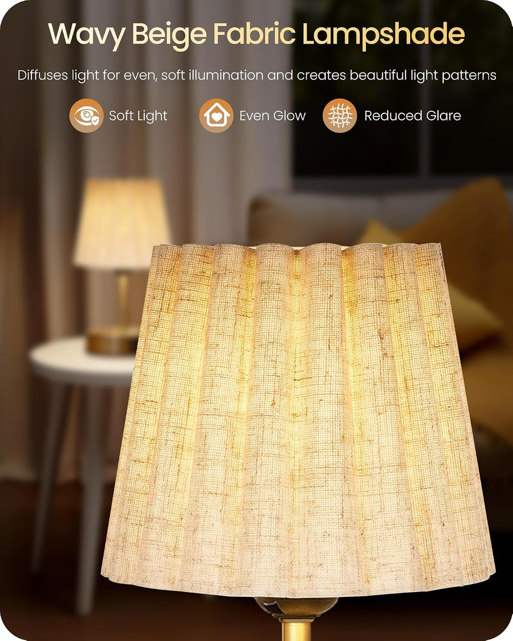 Small Bedside Table Lamp, Touch Dimmable Table Lamp with USB Ports, Nightstan...