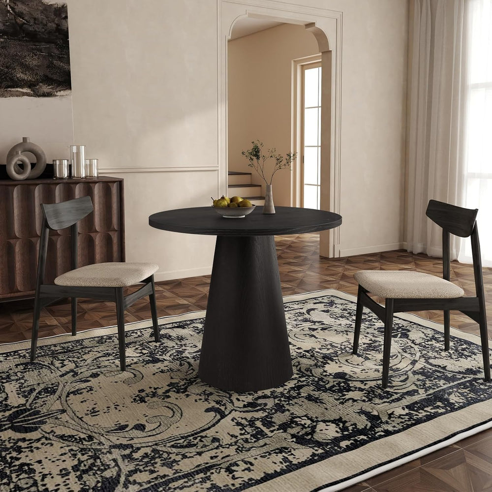 Comfy to go 35" Round Dining Table Wood for 2-3, Modern Farmhouse Kitche...
