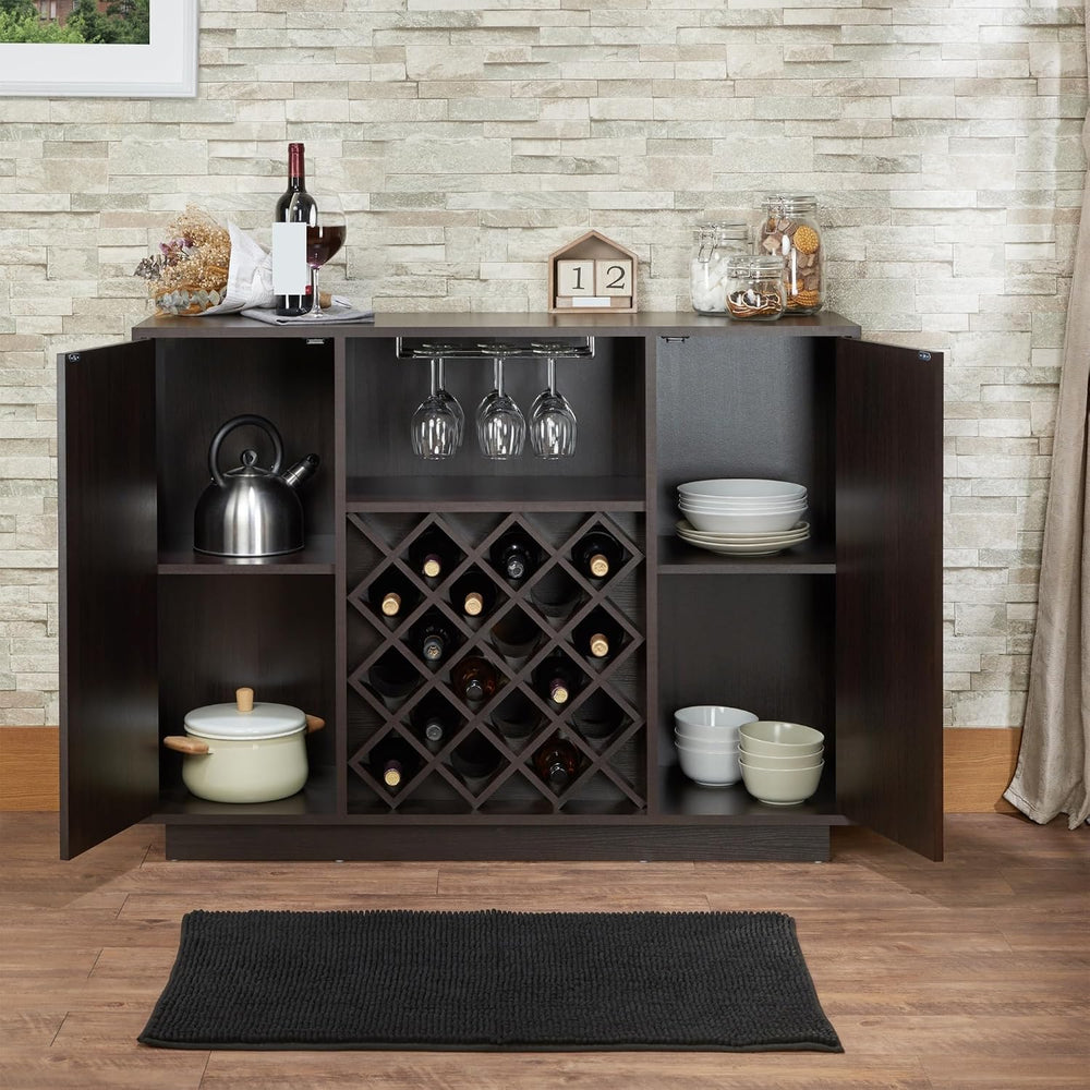 Mid-Century Retro Wine Cabinet, Storage Cupboard for Kitchen Living Dining Ro...
