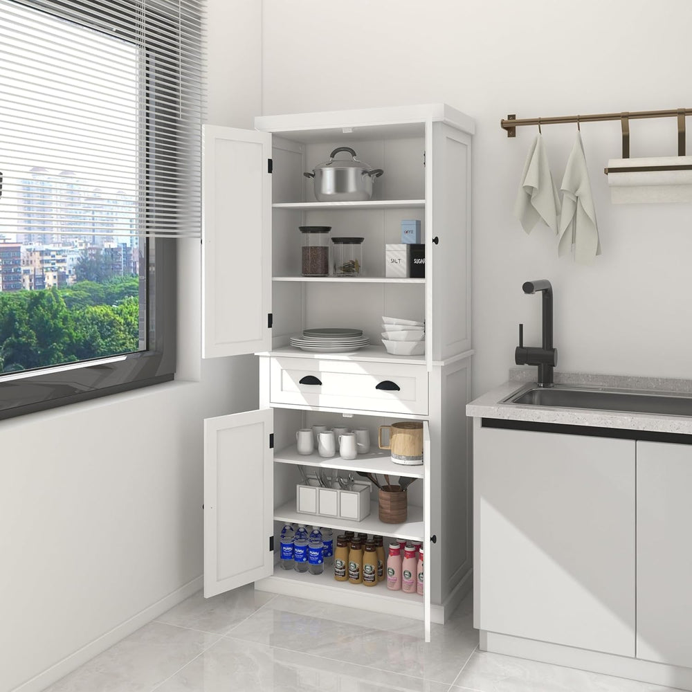 71" Pantry Cabinet, Freestanding Tall Cupboard Storage Cabinet with a Dr...