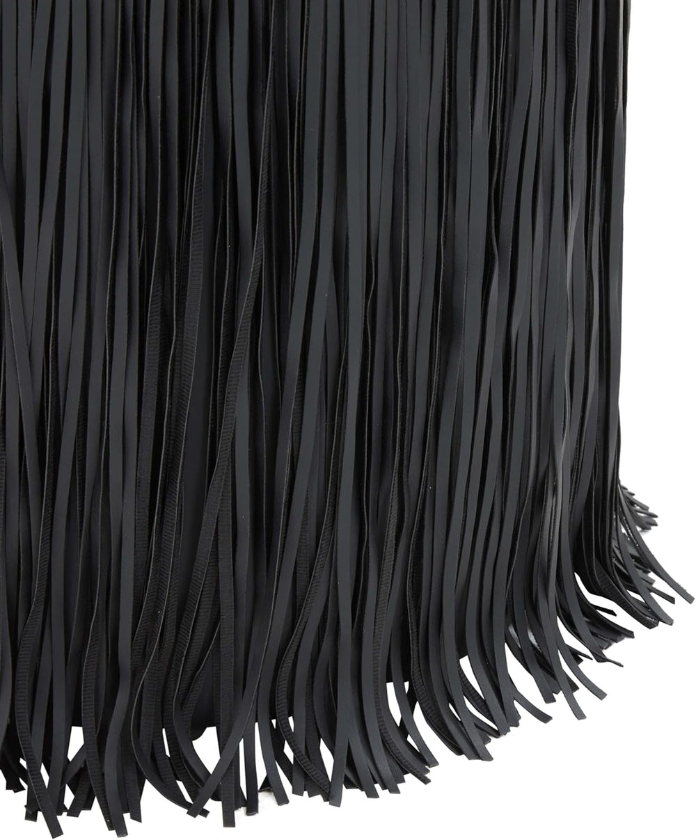 Tov Furniture Shag Me Black Performance Vegan Leather Ottoman