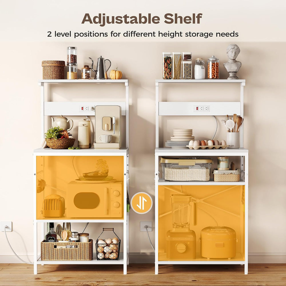 SUPERJARE Kitchen Bakers Rack with Power Outlet, Coffee Bar Table 4 Tiers, Ki...
