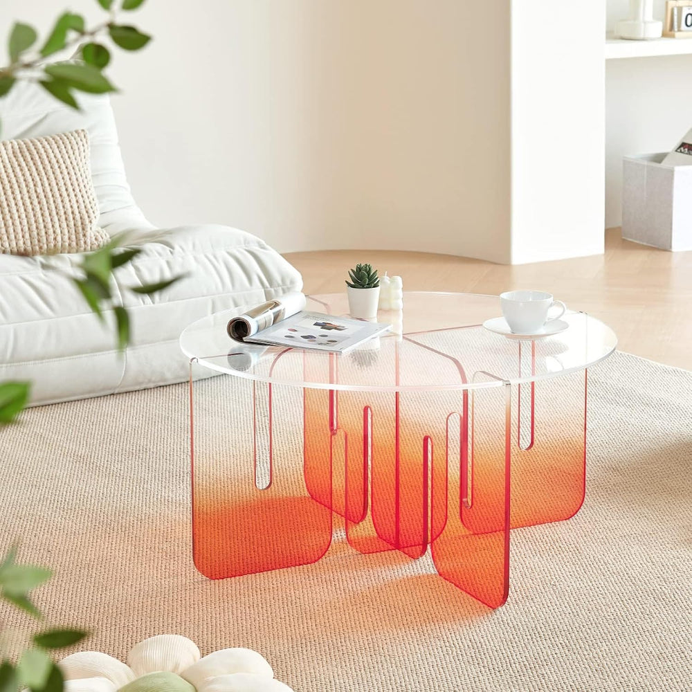 Acrylic Side Table, Clear Round Top Nightstand Easy Assembly, Transparent Bed...