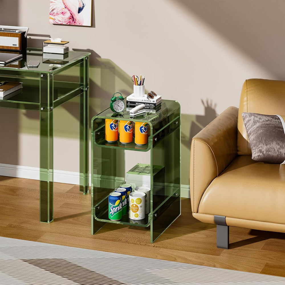 Clear Acrylic Side Table, Narrow Nightstand Bedside Table for Bedroom, Skinny...