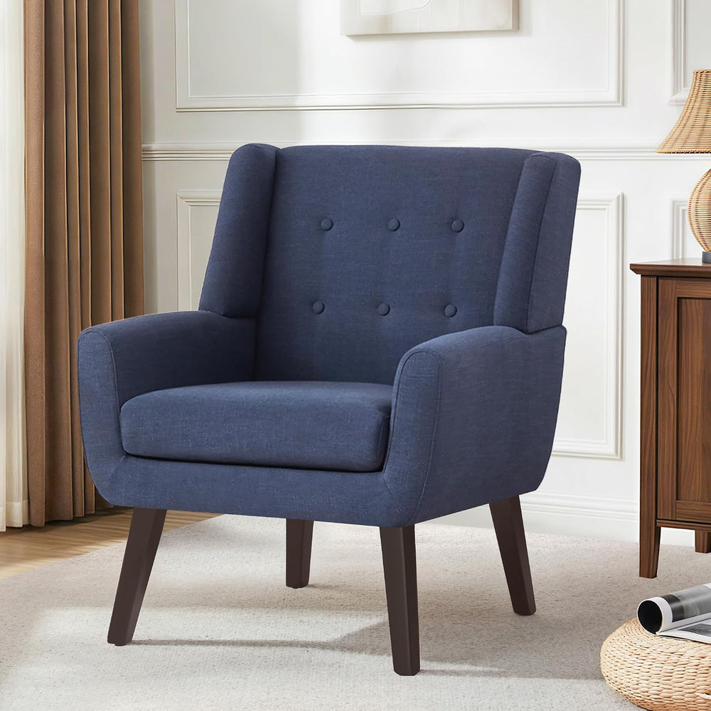 HUIMO Accent Chair for Living Room,Upholstered Button Linen Armchair Chair