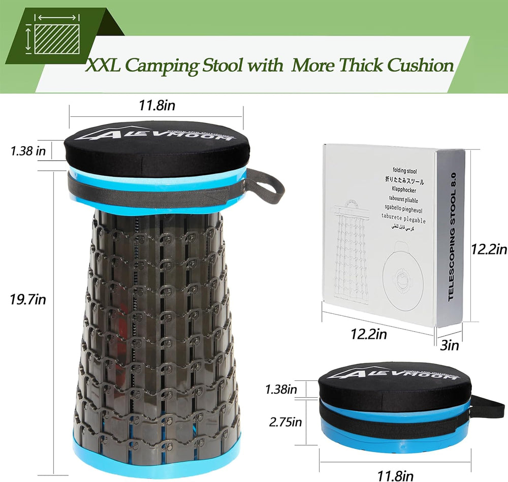 Upgraded XXL Collapsible Stool with Thick Cushion 19.7",1000lbs Max Weig...