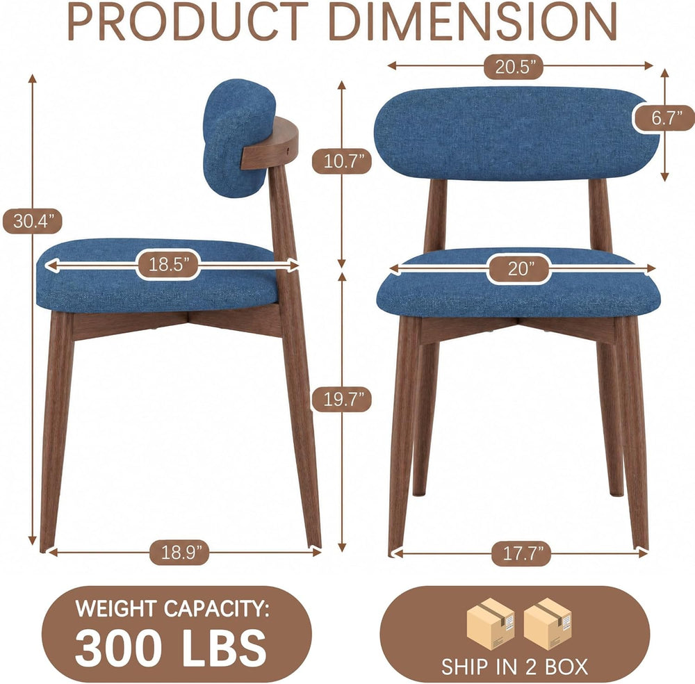 Wooden Dining Chairs Set of 4, Mid Century Modern Upholstered Kitchen Chairs ...