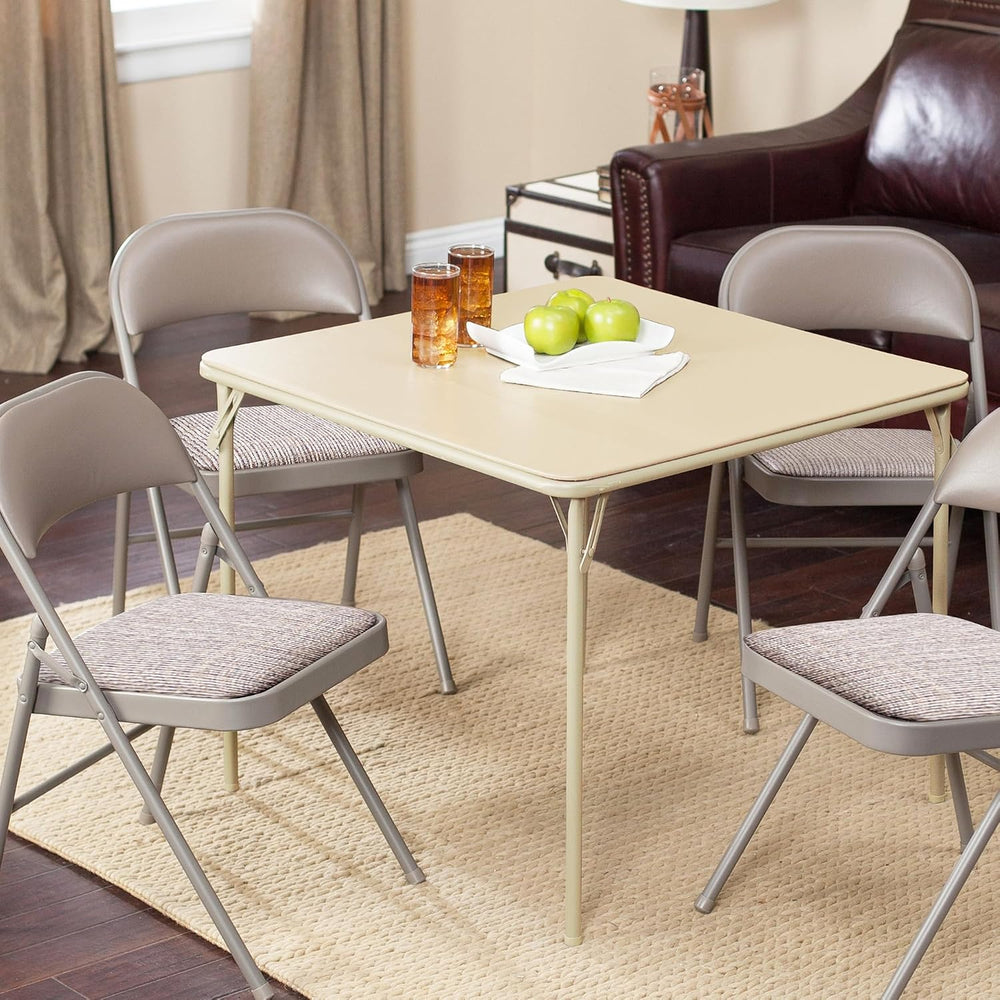 Sudden Comfort Square Folding Dining Card Table, Buff Tan, 34 x 34 x 28 In