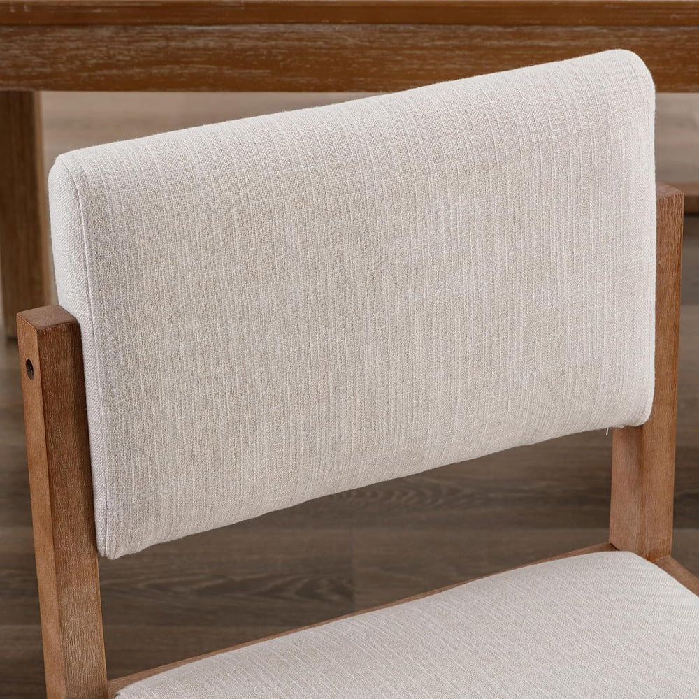 DUOMAY Mid-Century Linen Dining Chairs Set of 2, Beige | Modern Upholstered S...