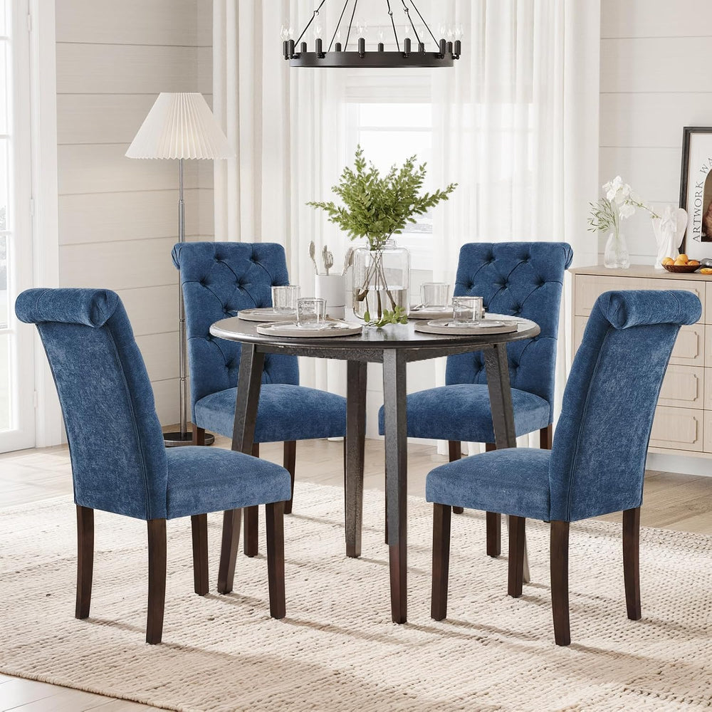 COLAMY Button Tufted Dining Chairs Set of 6, Parsons Upholstered Fabric Dinin...