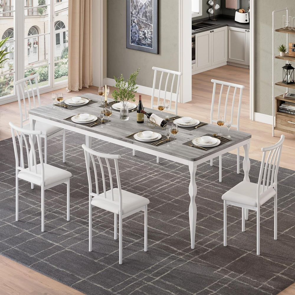 IDEALHOUSE 78 Inch Farmhouse Dining Table for 6-8 People, Rectangular Wood Ki...