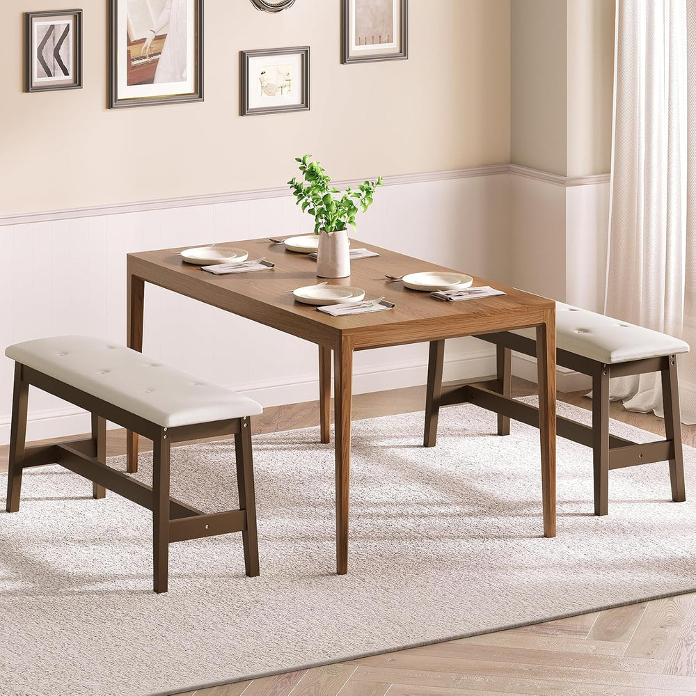 HOOBRO Dining Bench, Bamboo Dining Room Bench with PU Leather Upholstered Sea...