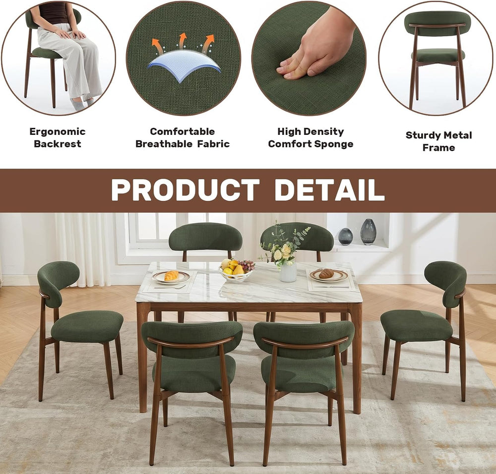 UVV Dining Chairs Set of 8, Metal Kitchen Chairs with Modern Fabric Upholster...