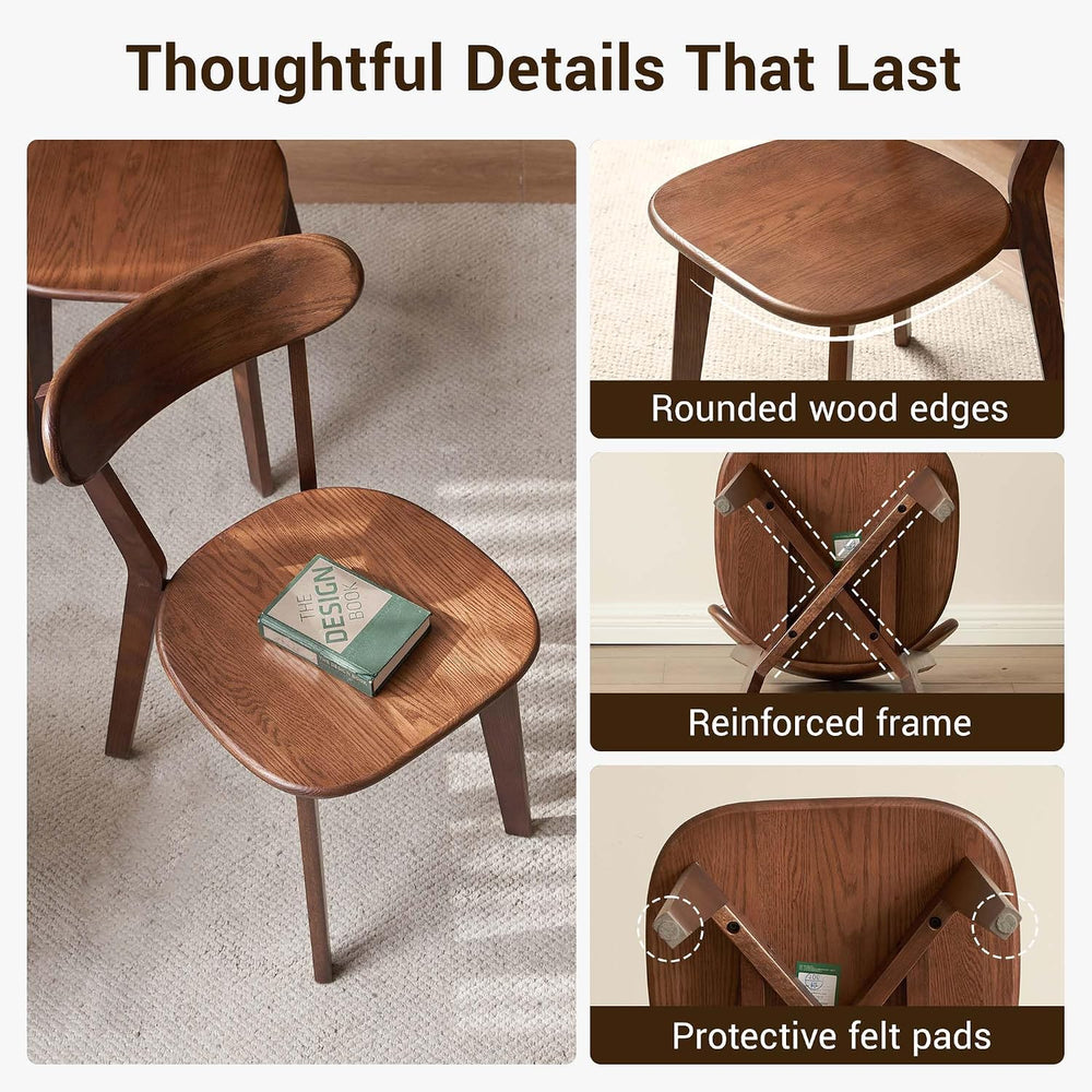 YESWOOD Oak Dining Chairs Set of 4, 100% Solid Wood Kitchen Chairs with Curve...