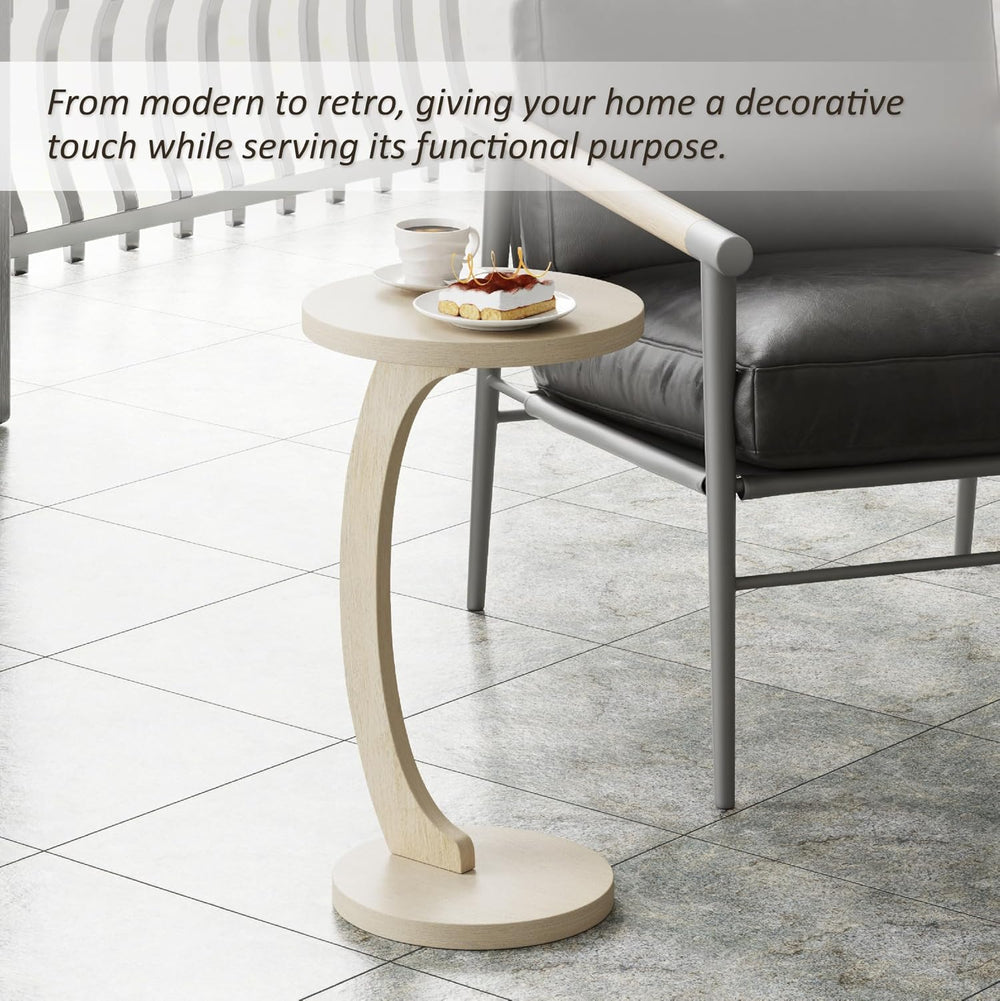 COZAYH C Shaped Round End Table for Couch Small Place, Space Saver Side Table...