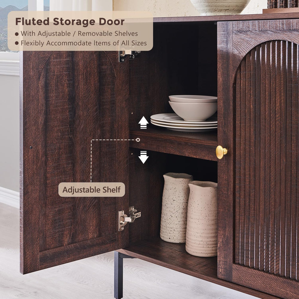 IFGET 61.75" W Modern Arched Sideboard Buffet Cabinet with Storage, Brown