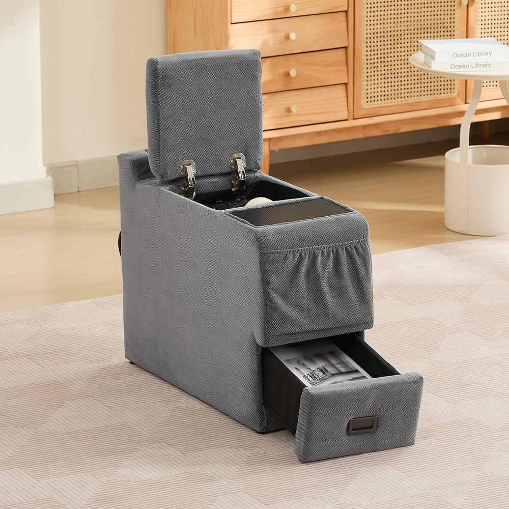 Center Console for Recliner, Fuctional Sofa Side Table with Storage Drawers, ...