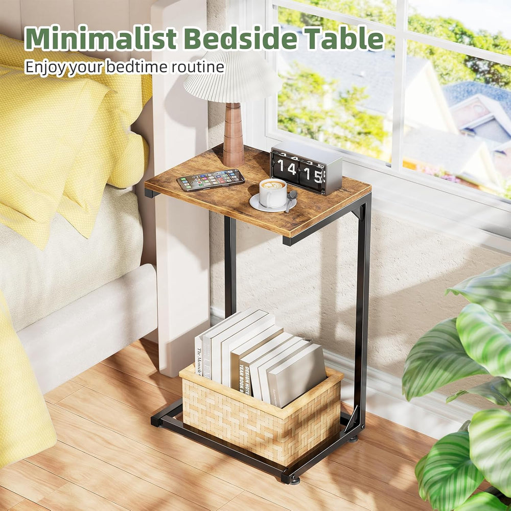 Simple Trending C Shaped End Table, Small Side Table, TV Trays for Couch, Sof...