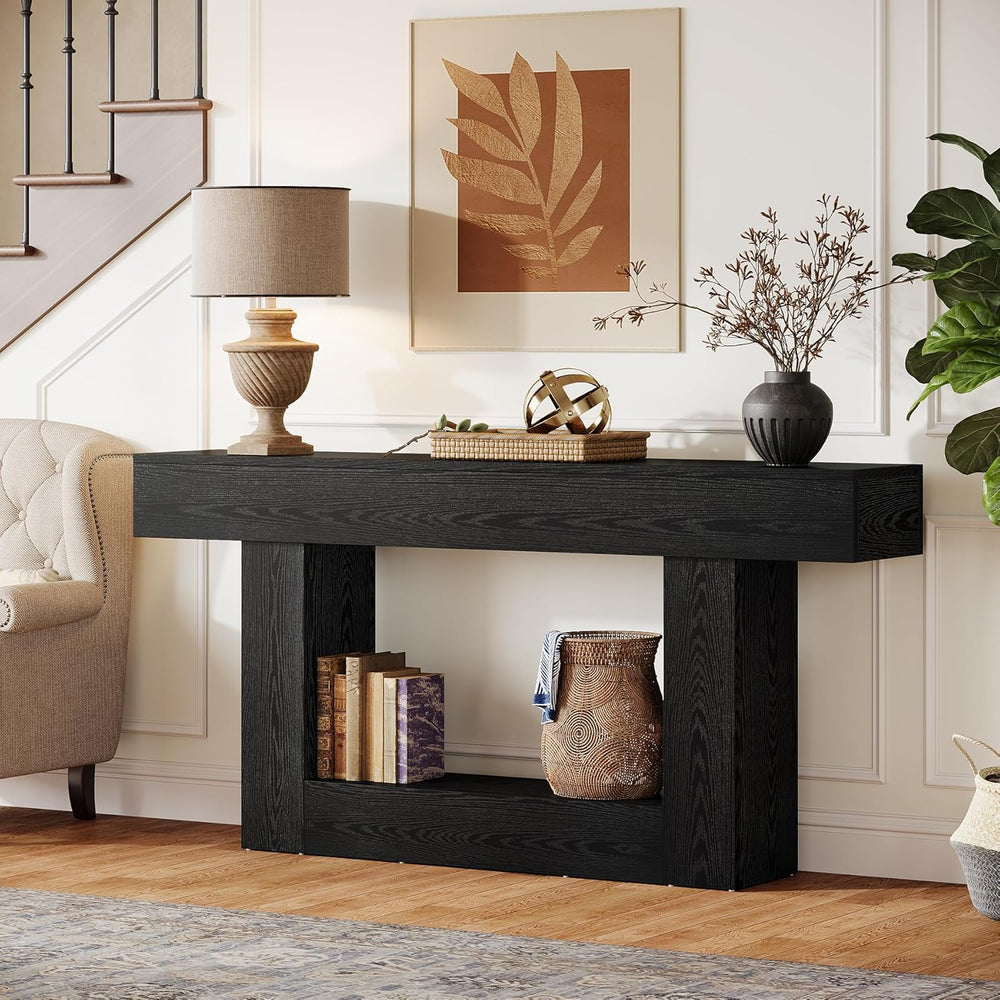 Tribesigns 63-Inch Long Console Table, 2-Tier Entryway Table Sofa Table with ...
