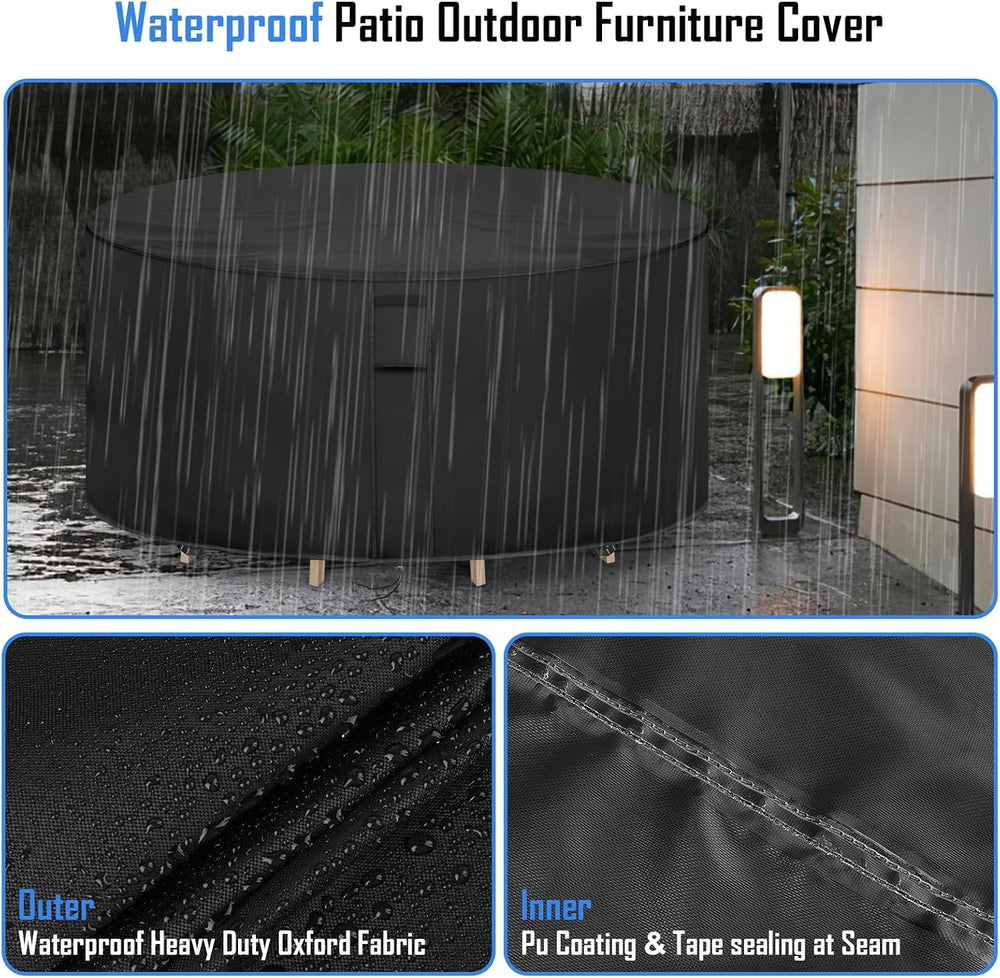 Round Patio Furniture Covers Waterproof, 96" Dia x 44" H