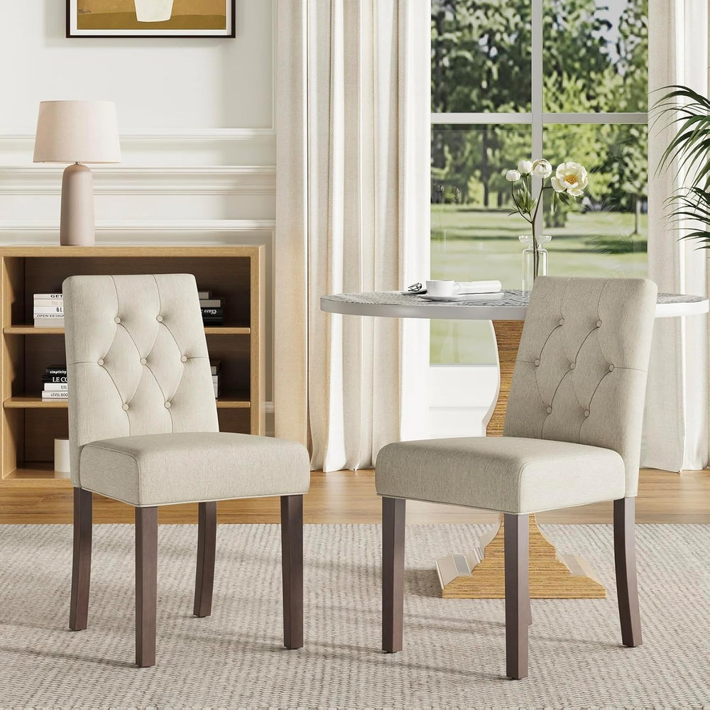Upholstered Dining Chairs Set of 2, Modern Fabric Dining Chairs with Tufted D...