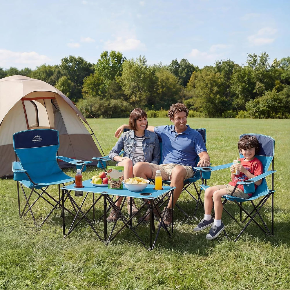 Oversized 4 Pcs Camping Chair Set with Table,Outdoor Folding Heavy Duty Lawn ...