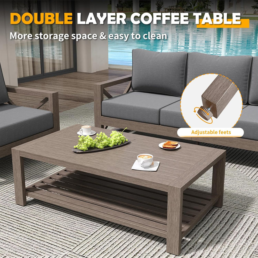 Amopatio Aluminum Patio Furniture Set, 8 Pieces Modern Metal Outdoor Furnitur...