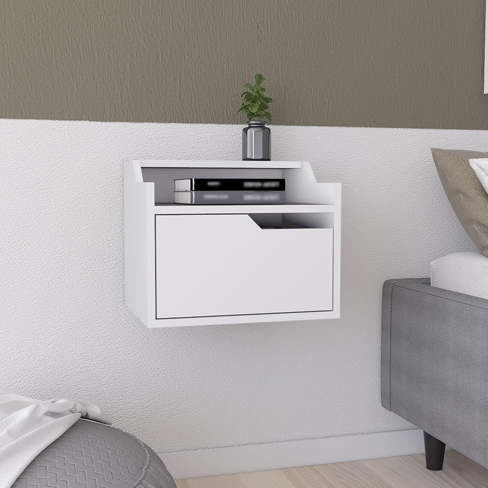 Floating Nightstand, Modern Design with Single Drawer Storage,for Small Spaces