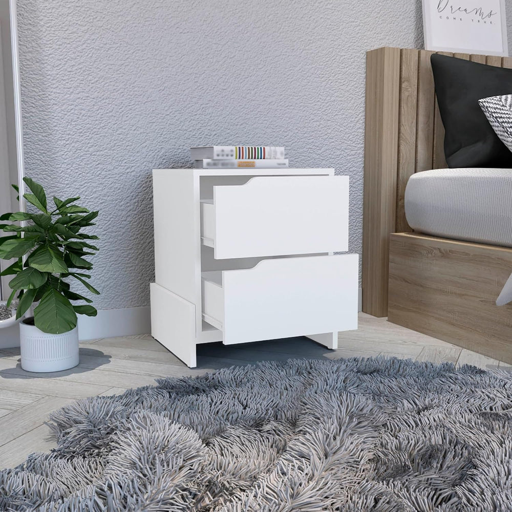 Nightstand with 2-Drawers, End Table with Sturdy Base ,for Small Spaces