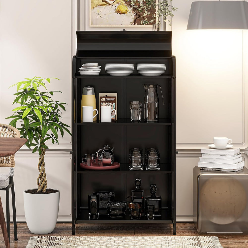 KEIKI 47.6" Tall Kitchen Pantry, Modern 4-Tier Sideboard Buffet Cabinet ...