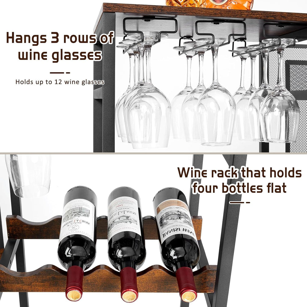 Versatile Liquor Stand for Home Bar, Wine Rack Freestanding Floor, Mini Bar T...