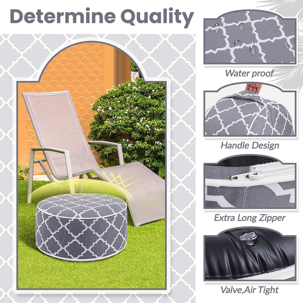 Juexica 2 Pack Inflatable Outdoor Ottoman Pouf Waterproof Round Footrest with...