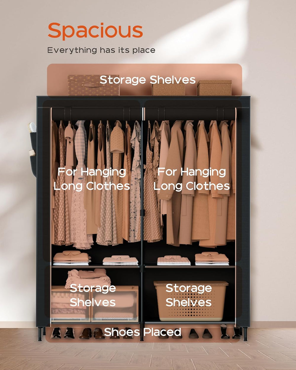 CASAMAYA Portable Closet, 54.3 Inch Large Capacity Wardrobe Closet with Cover...