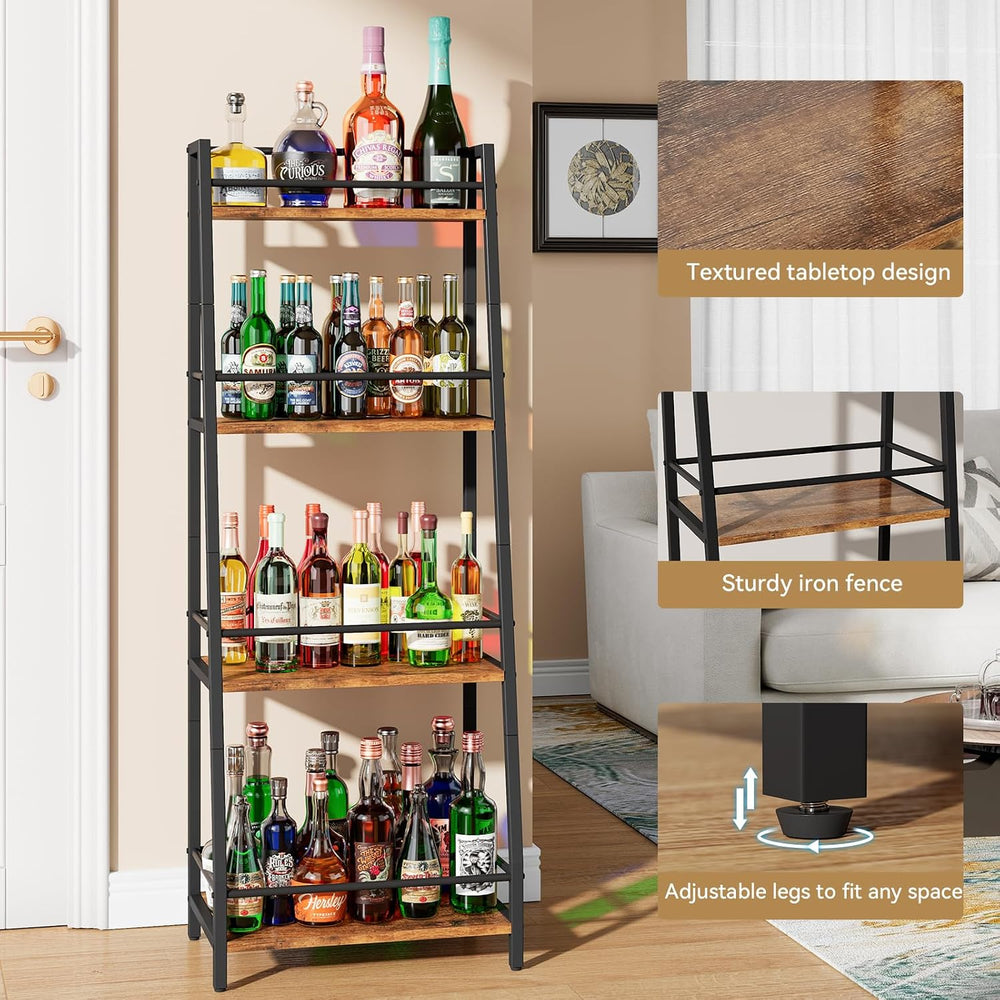 YMYNY 4-Tier Liquor Stand Trapezoid Wine Rack Freestanding Floor HWR004H | Vi...