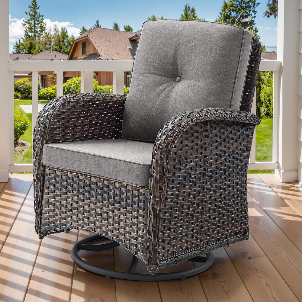 2 in 1 Porch Glider Swivel Chair - Wicker Patio Furniture Outdoor Swivel Rock...