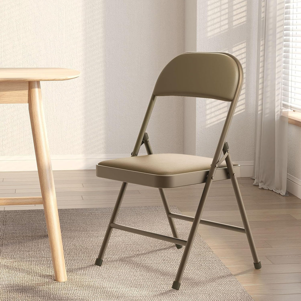 Nazhura Folding Chairs with Padded Vinyl Cushion Chairs with Comfortable Cush...