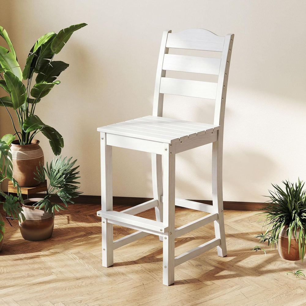 Tangkula Patio HDPE Barstool, Outdoor High Top Bar Chair w/Backrest & Foo...