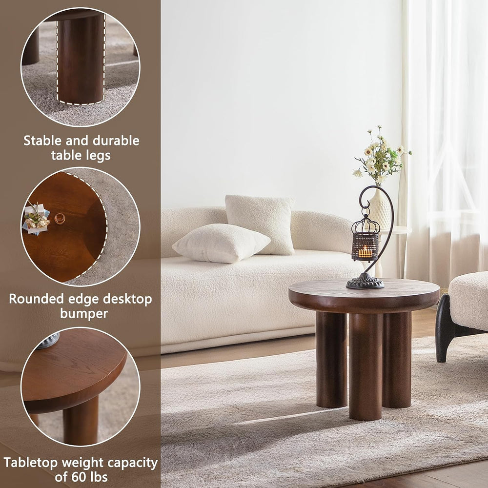 24" Walnut End Table, Simple End Table, Handcrafted Solid Round Table fo...