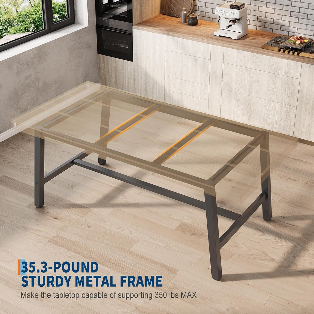 GarveeHome Industrial Dining Table for 4-6 People, 63" Long Large Kitche...