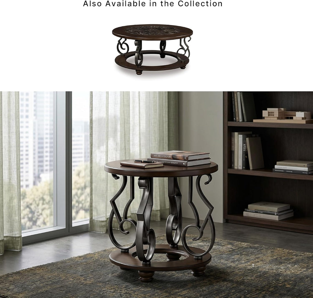 Signature Design by Ashley Frallyn Classic End Table with Curved Metal Suppor...