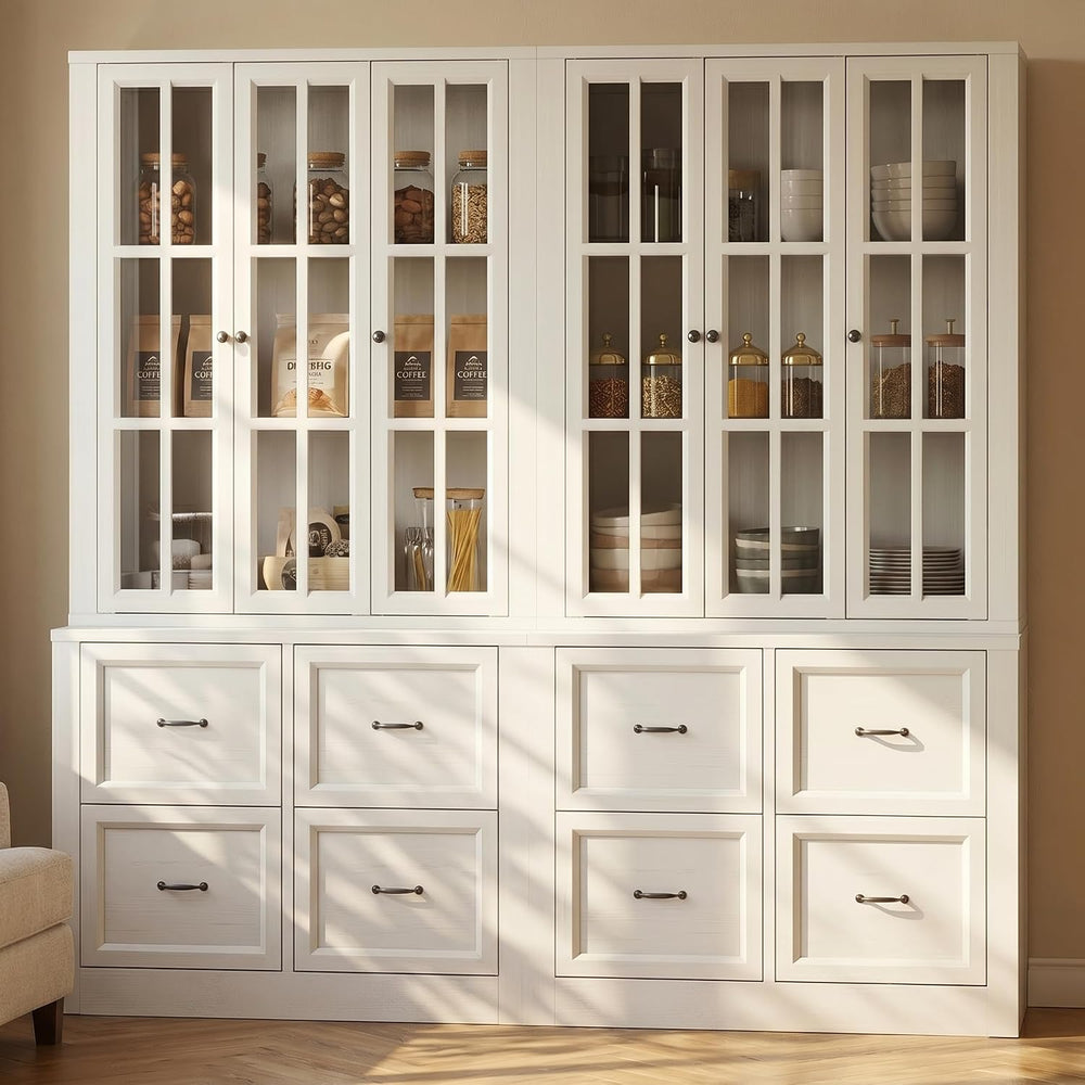 80" Modular Kitchen Pantry Cabinet, 2-in-1 Freestanding Tall Pantry Cabi...