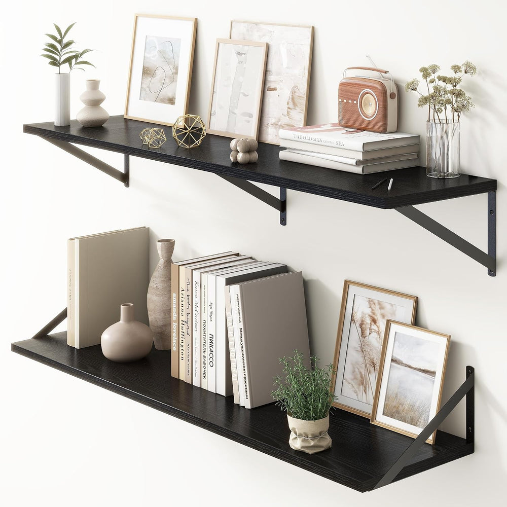 Floating Shelves 48 Inch Long, 10" Deep Floating Shelves, Black Wall She...
