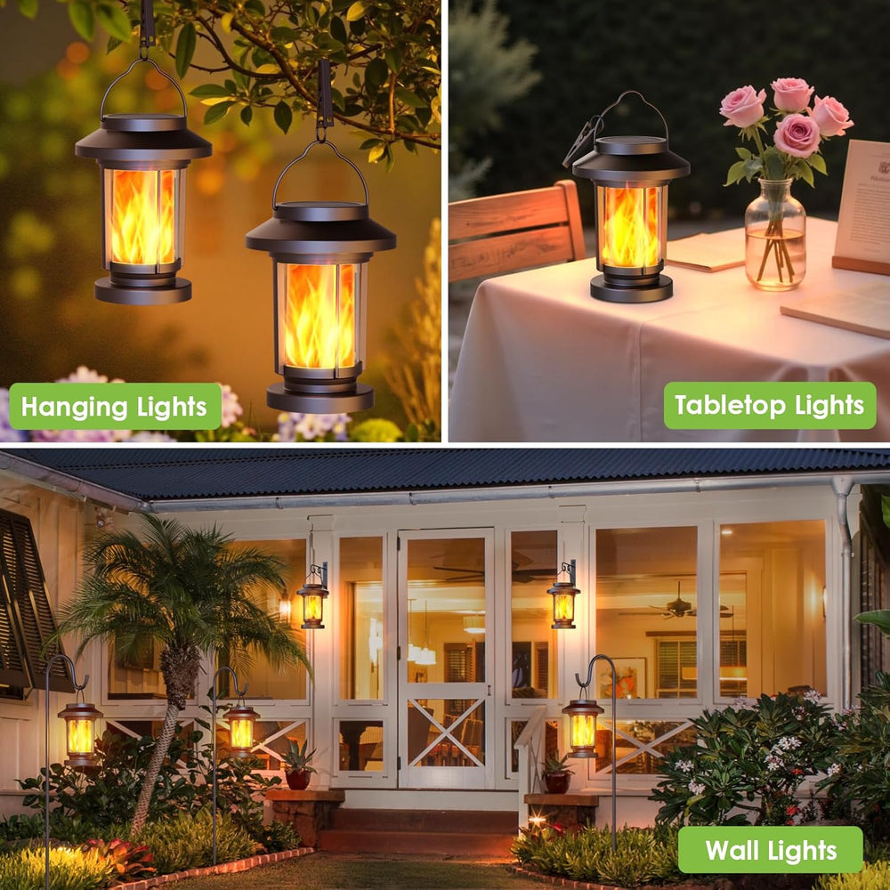 Greluna Solar Lantern Outdoor, Flickering Flameless Solar Lights Hanging Lant...