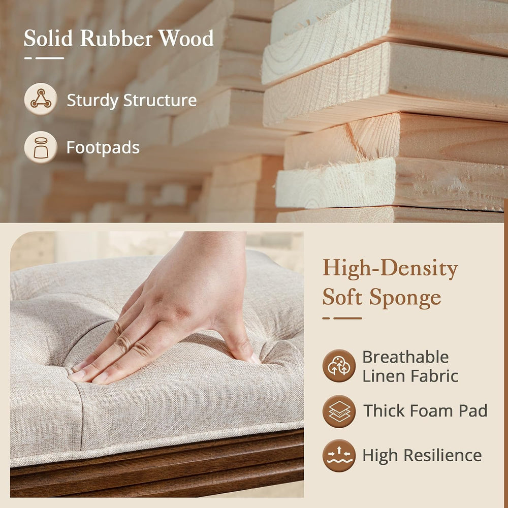 LUE BONA 44" Bedroom Bench, Fabric End of Bed Bench, Upholstered French ...