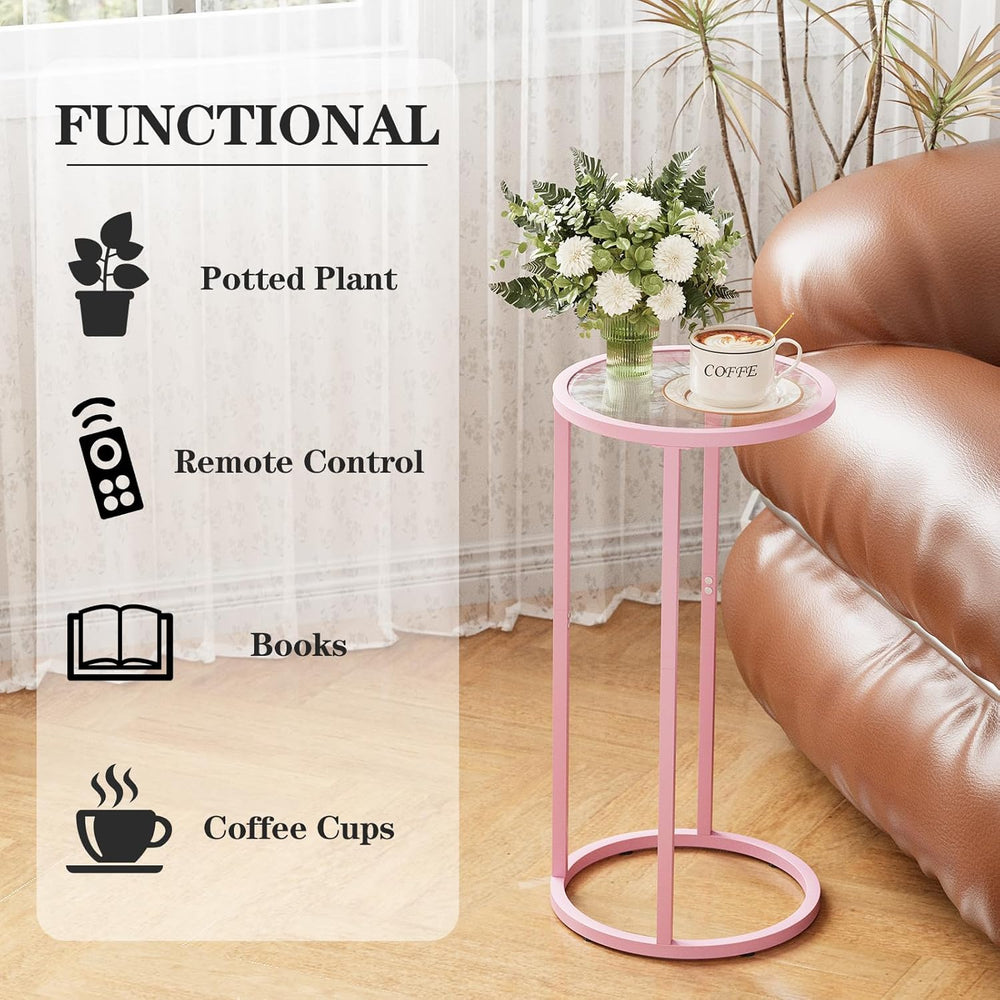 Easy Paws C Table Side End Table, Small Round Couch Sofa Tray Snack Table for...