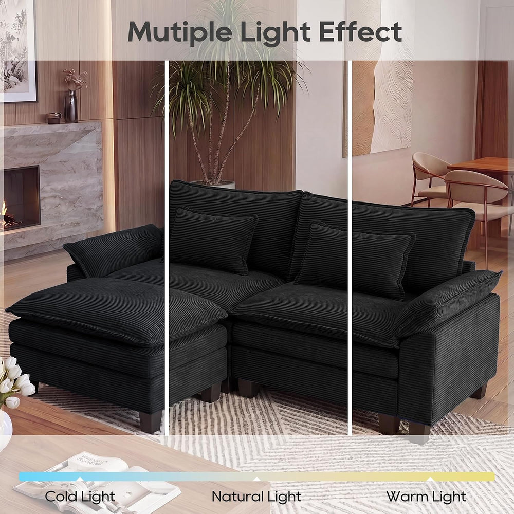 URRED Oversized Modular Sectional Sofa,Solid Black:87" L Shaped