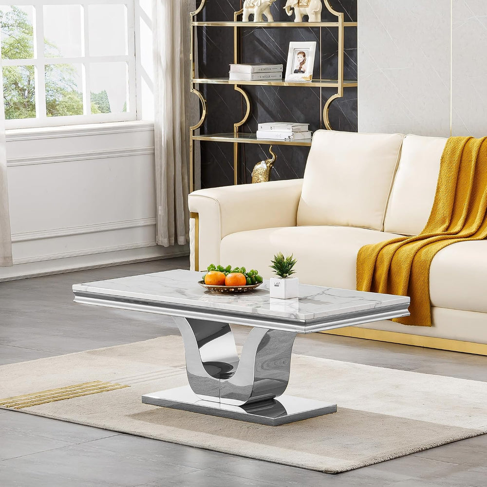 Modern Coffee Table Set of 4, 4-Piece Modern Marble Living Room Table Set Con...